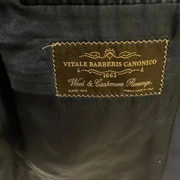 [42/36]Samuelsohn  SB Beckett Blue Wool/ Cashmere Men Regular Fit Blazer - Picture 8 of 11